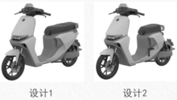 在后申请:设计 1、设计 2 两款相似电动车
